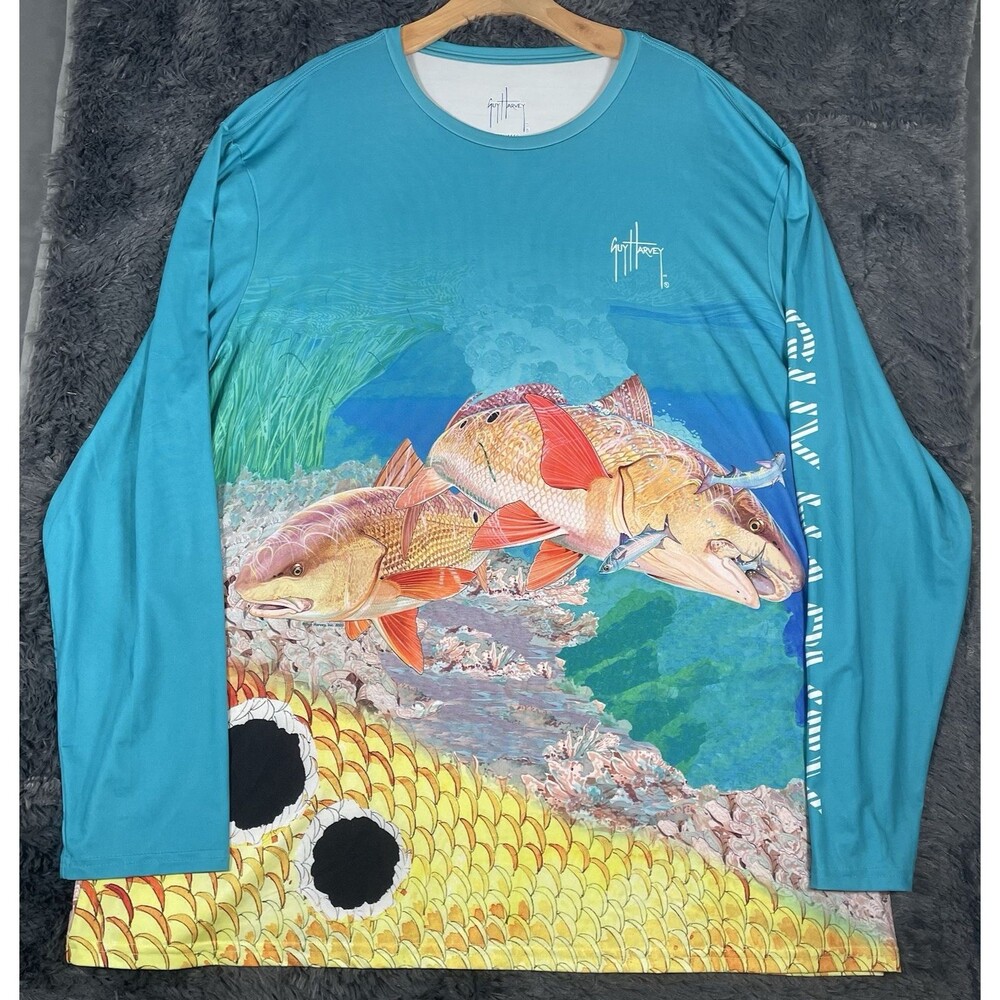 Guy Harvey Performance Shirt Men's Size XXXL (3XL) Long Sleeve Graphic Print